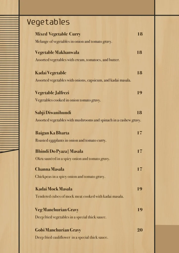 NALAN VEGETABLES MENU PRICES