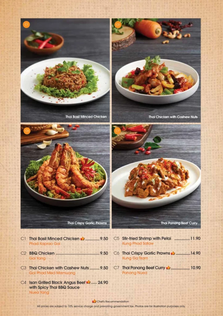 SAVEUR THAI MENU CHICKEN / BEEF / PRAWN PRICES