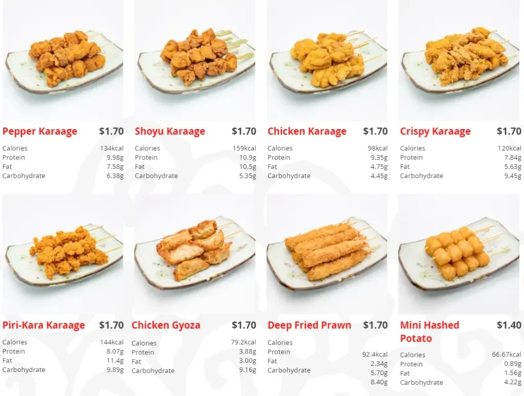 TORI Q FRIED ITEMS MENU