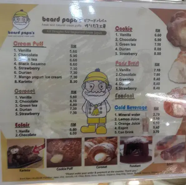 BREAD PAPA’S MENU SINGAPORE