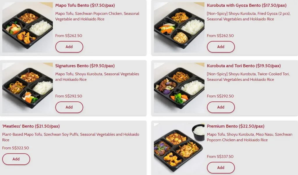 CHEN’S MAPO TOFU BENTOS PRICES