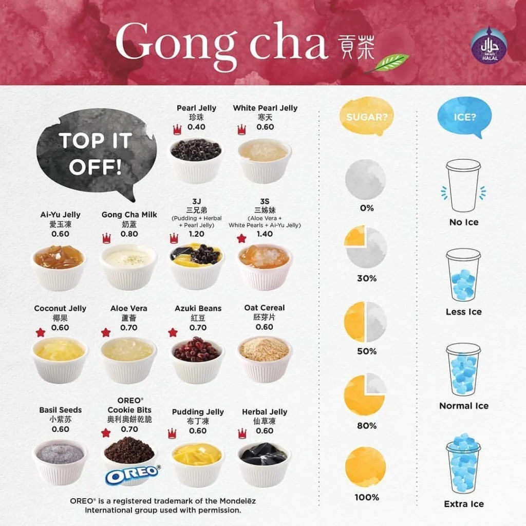 GONG CHA BRUNEI MENU SINGAPORE & UPDATED PRICES FEBRUARY 2025