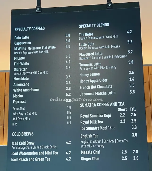 HUGGS COFFEE MENU SINGAPORE & UPDATED PRICES MARCH 2025