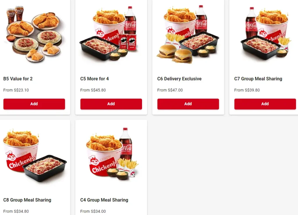 JOLLIBEE CHICKENJOY PERFECT PAIRS PRICES