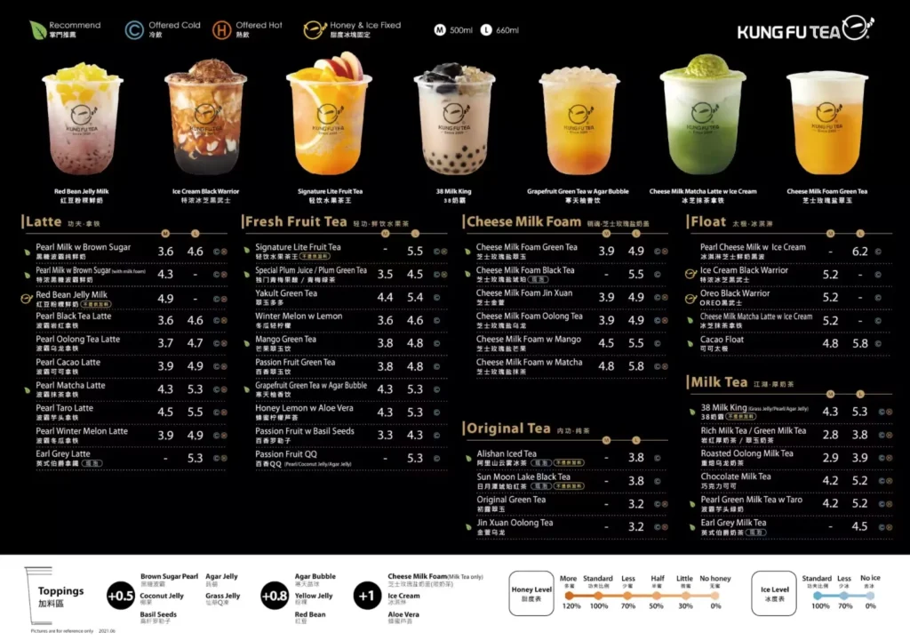 KUNG FU TEA MENU SINGAPORE