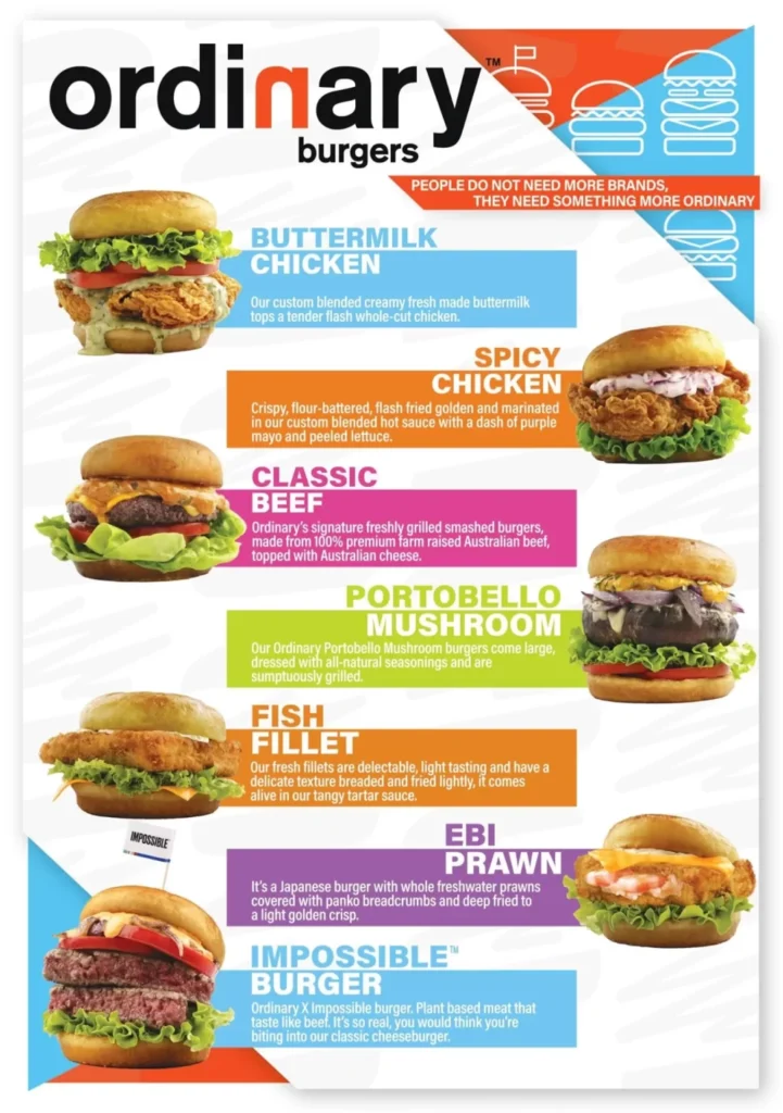 ORDINARY BURGERS MENU SINGAPORE