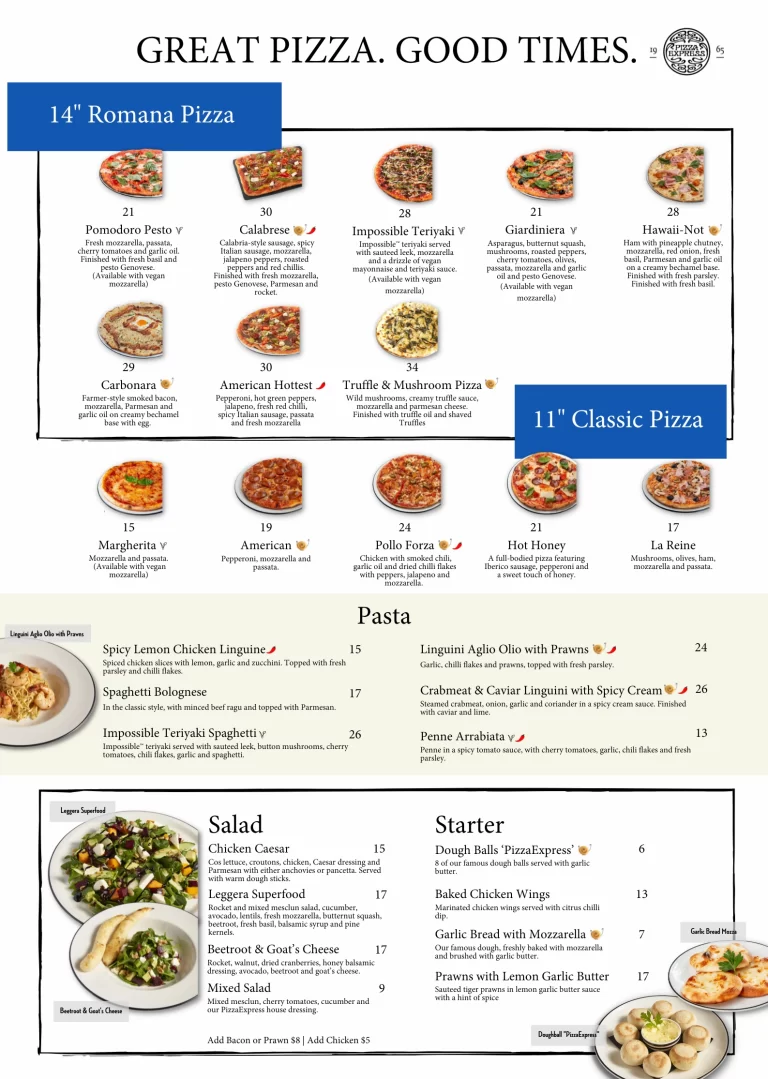 PIZZA EXPRESS MENU SINGAPORE UPDATED PRICES FEBRUARY 2025