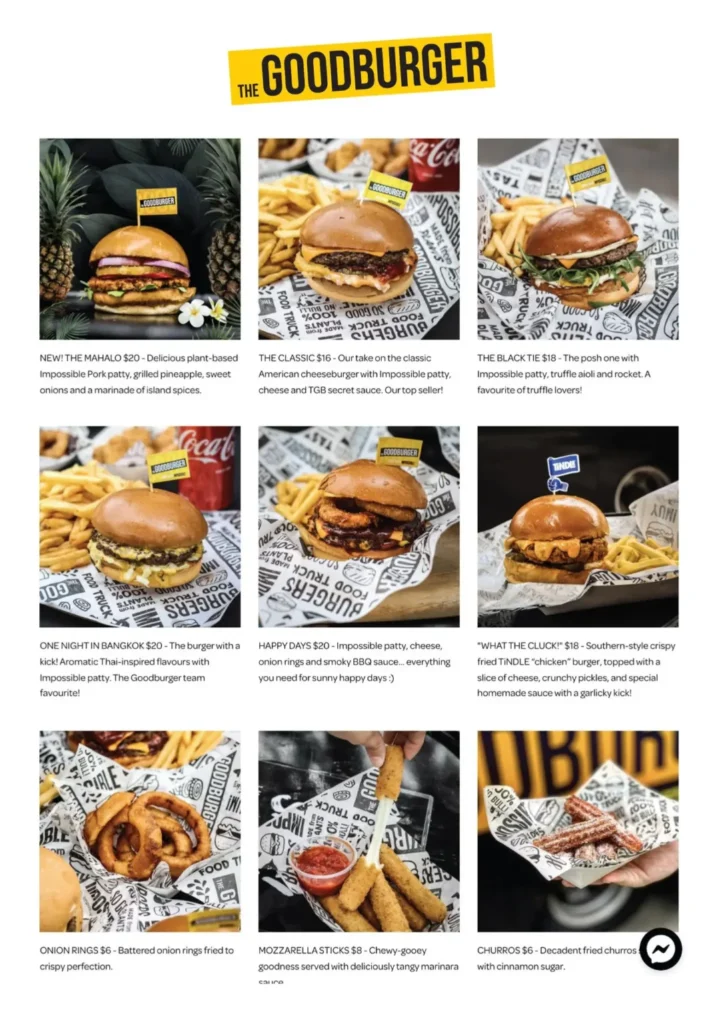 THE GOODBURGER MENU SINGAPORE