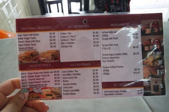 YA KUN KAYA TOAST MENU SINGAPORE & UPDATED PRICES 2024