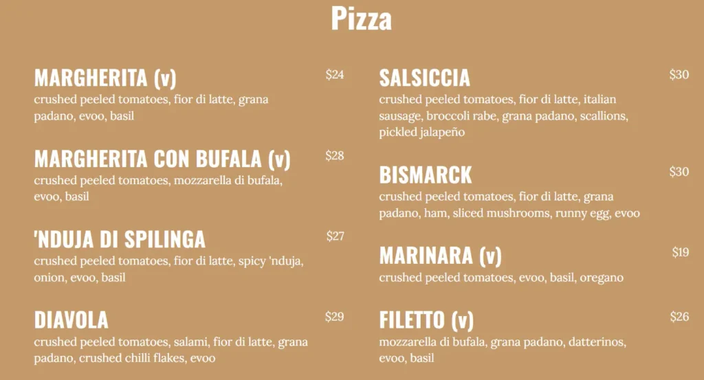 cicheti pizza menu singapore prices 