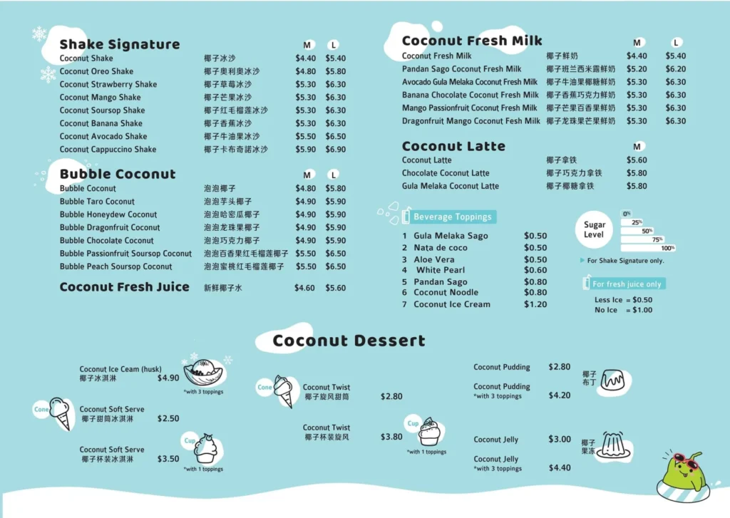 mr coconut menu singapore