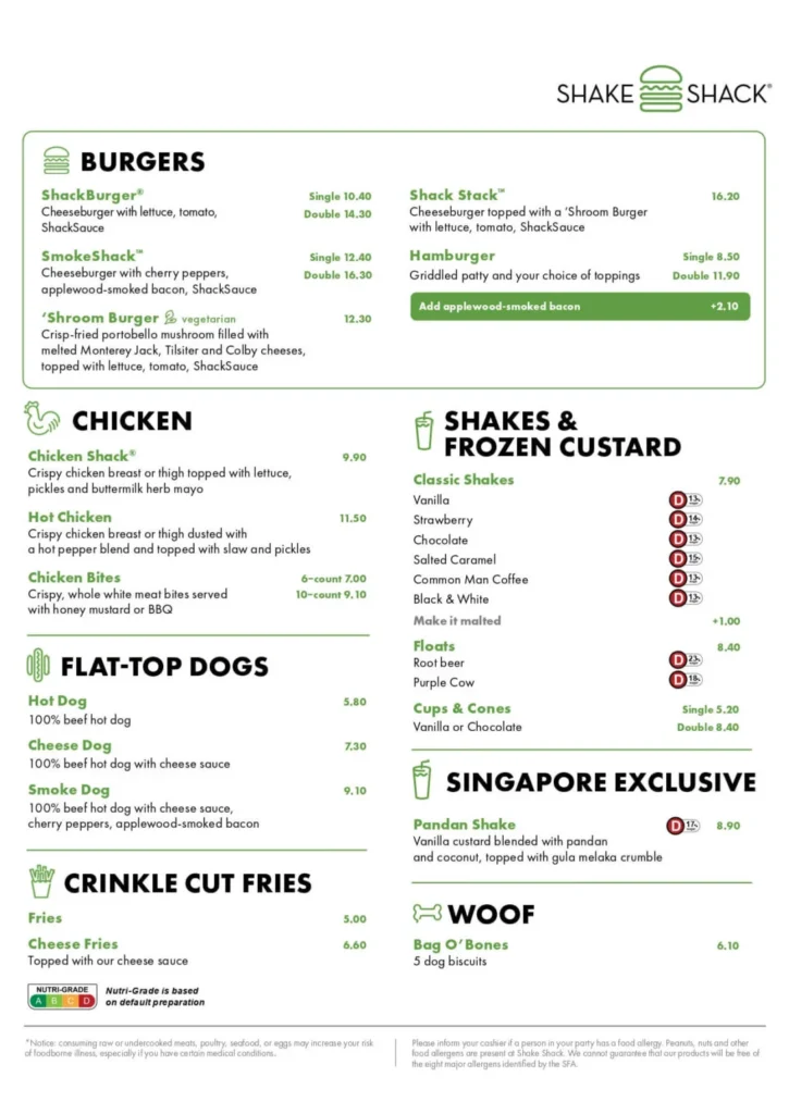shake shack menu singapore