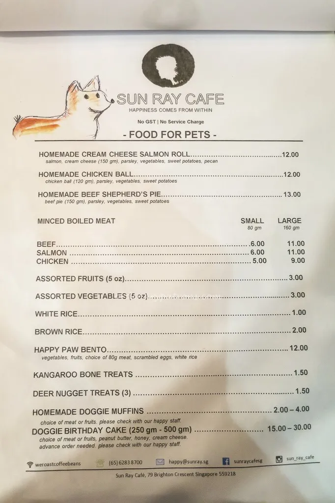 sunray menu singapore
