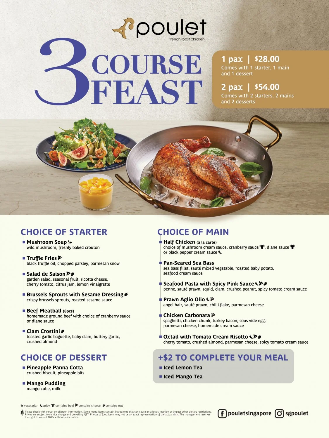 POULET MENU SINGAPORE & UPDATED PRICES MARCH 2025