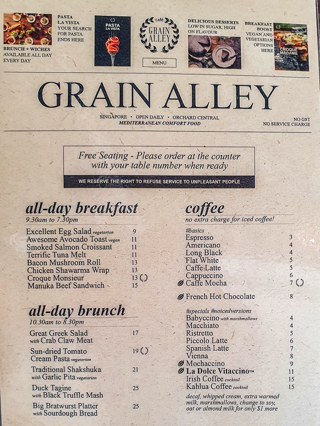 GRAIN ALLEY MENU SINGAPORE 