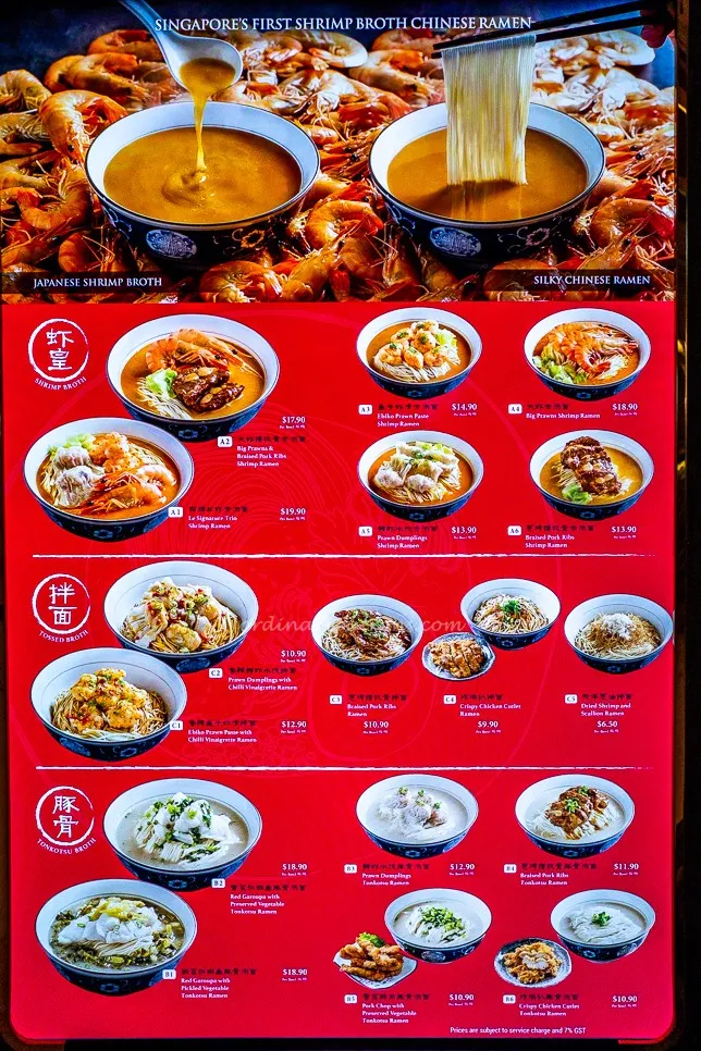 LE SHRIMP RAMEN MENU SINGAPORE