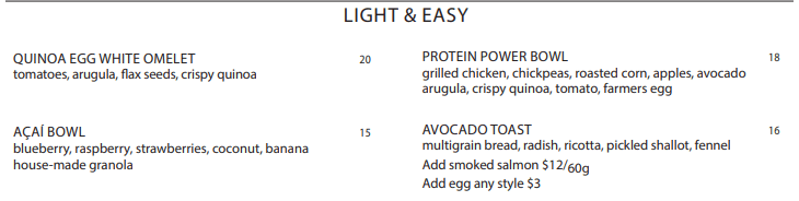 Yardbird Menu – Light & Easy 