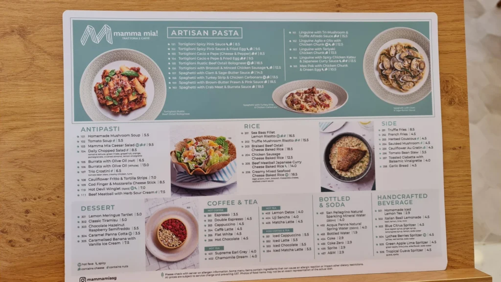 mamma mia menu singapore