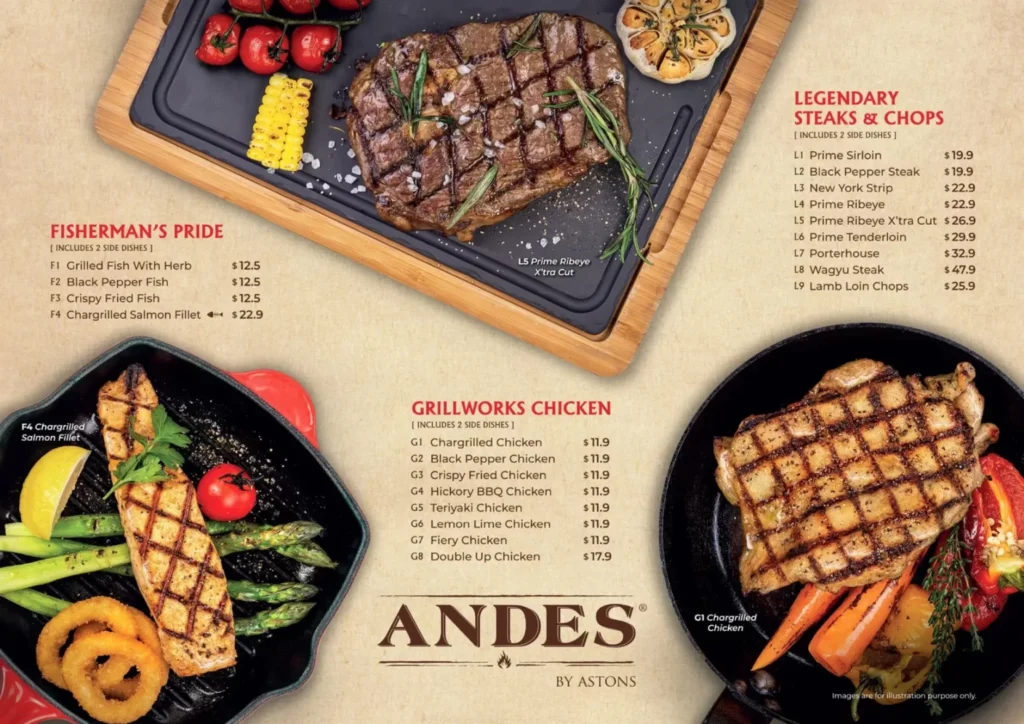 ANDES BY ASTONS MENU SINGAPORE