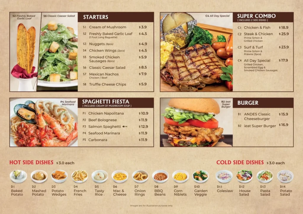 ANDES LEGENDARY STEAK & CHOPS MENU PRICES