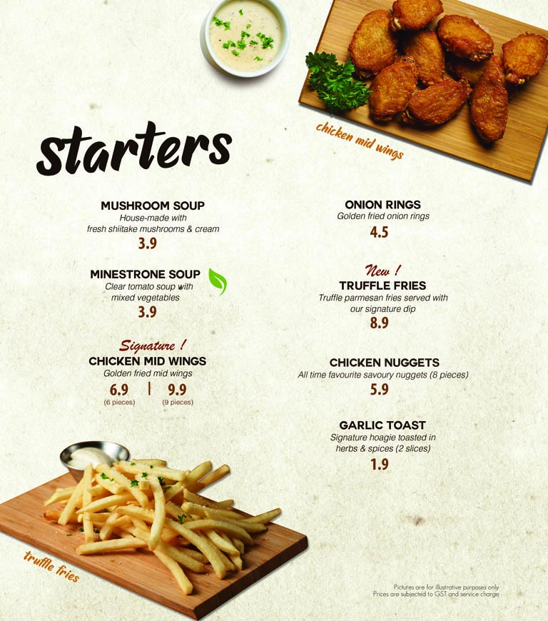Buddy Hoagies Starters Menu With Prices