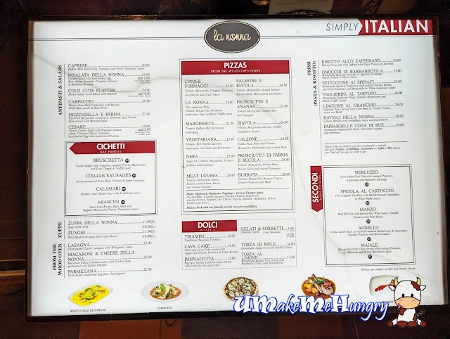 LA NONNA SINGAPORE MENU PRICES