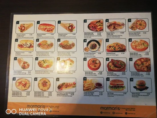 MARMARIS MENU SINGAPORE