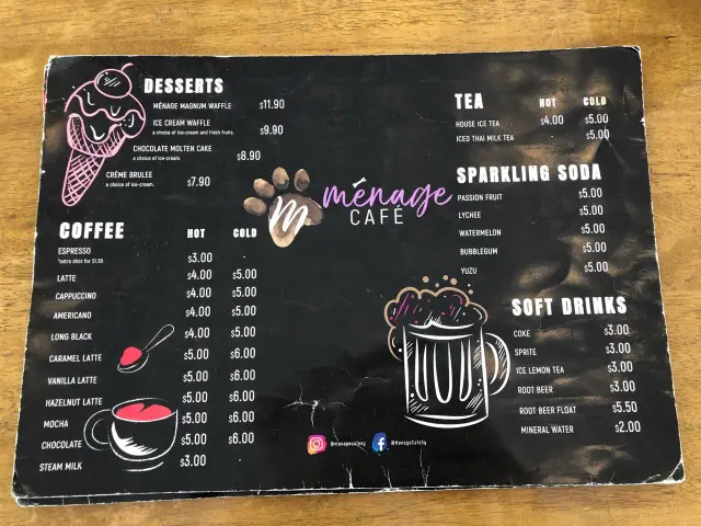 MENAGE CAFE MENU SINGAPORE