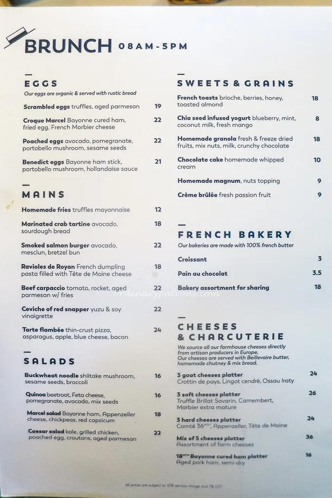 MERCI MARCEL MENU SINGAPORE & UPDATED PRICES 2024