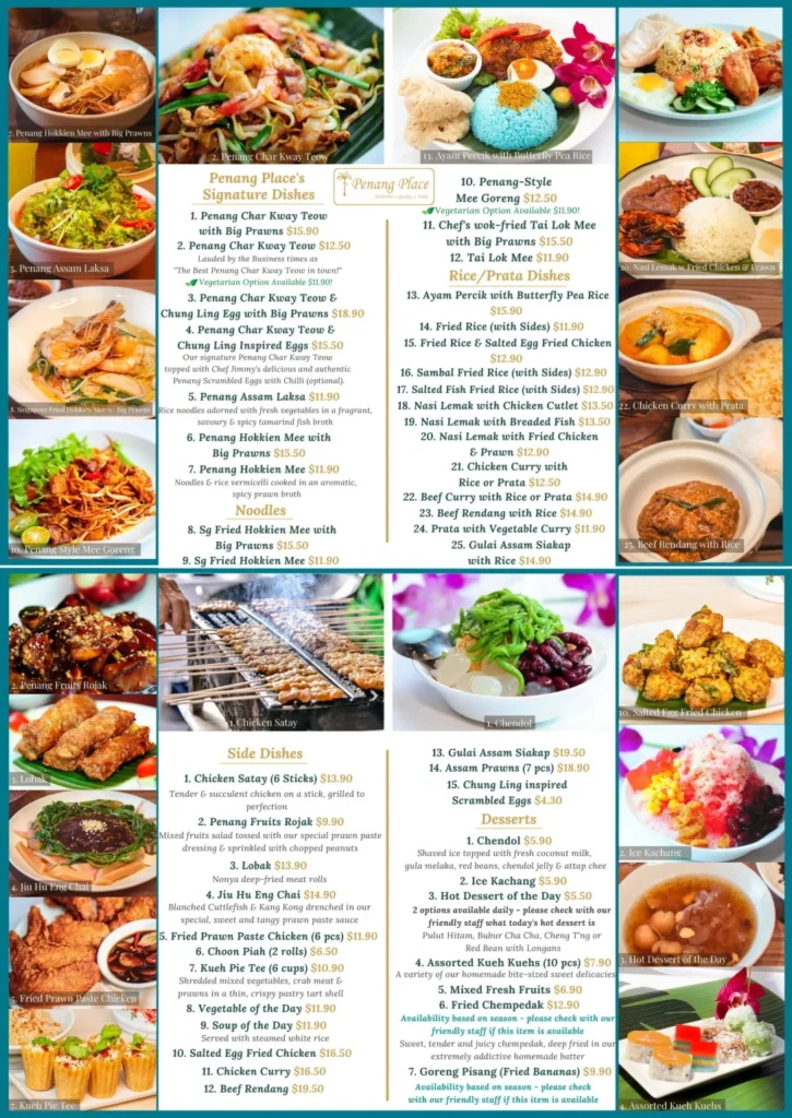 Penang Place Menu Singapore