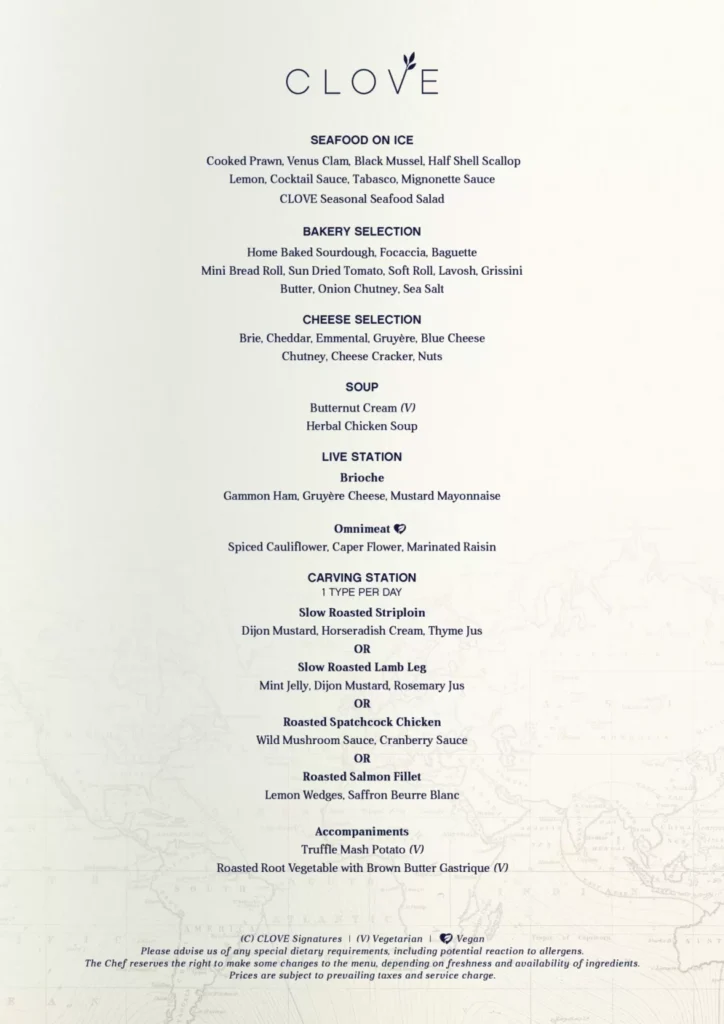 clove seafood menu