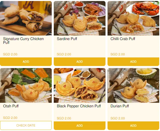 1a crispy puffs menu singapore 