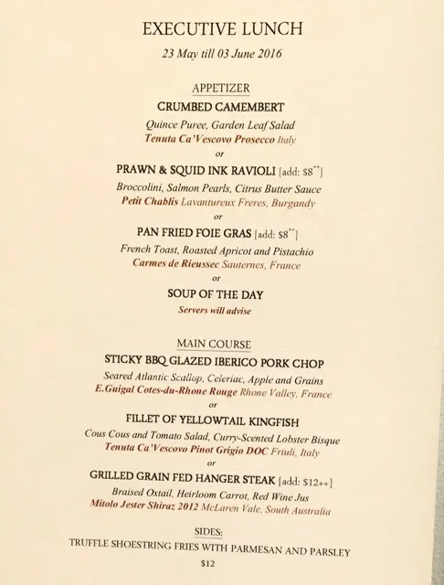 FLUTES MENU SINGAPORE