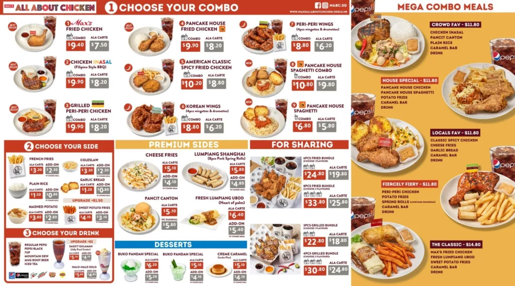 MAX'S ALL ABOUT CHICKEN MENU SINGAPORE