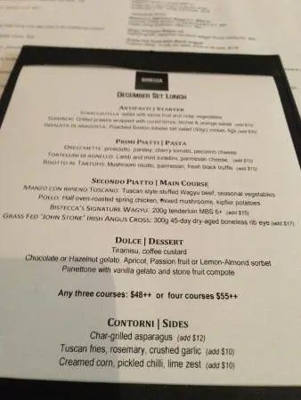 BISTECCA TUSCAN MENU SINGAPORE 