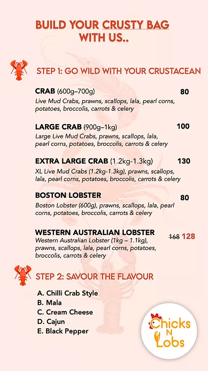 CHICKS N LOBS MENU SINGAPORE