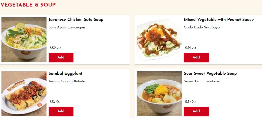 D’PENYETZ VEGETABLES & SOUP PRICES
