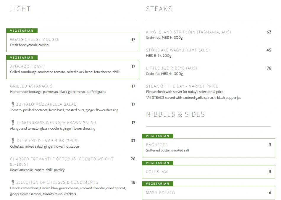 HALIA APPETIZERS PRICES
