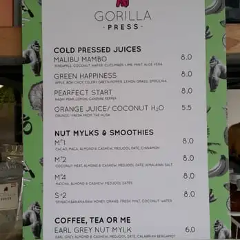 GORILLA PRESS MENU SINGAPORE