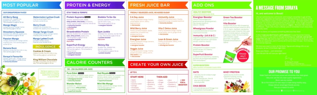 JUICED JUICE MENU SINGAPORE