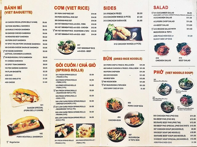 SANDWICH SAIGON MENU SINGAPORE