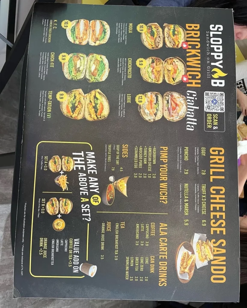 SLOPPY B MENU SINGAPORE