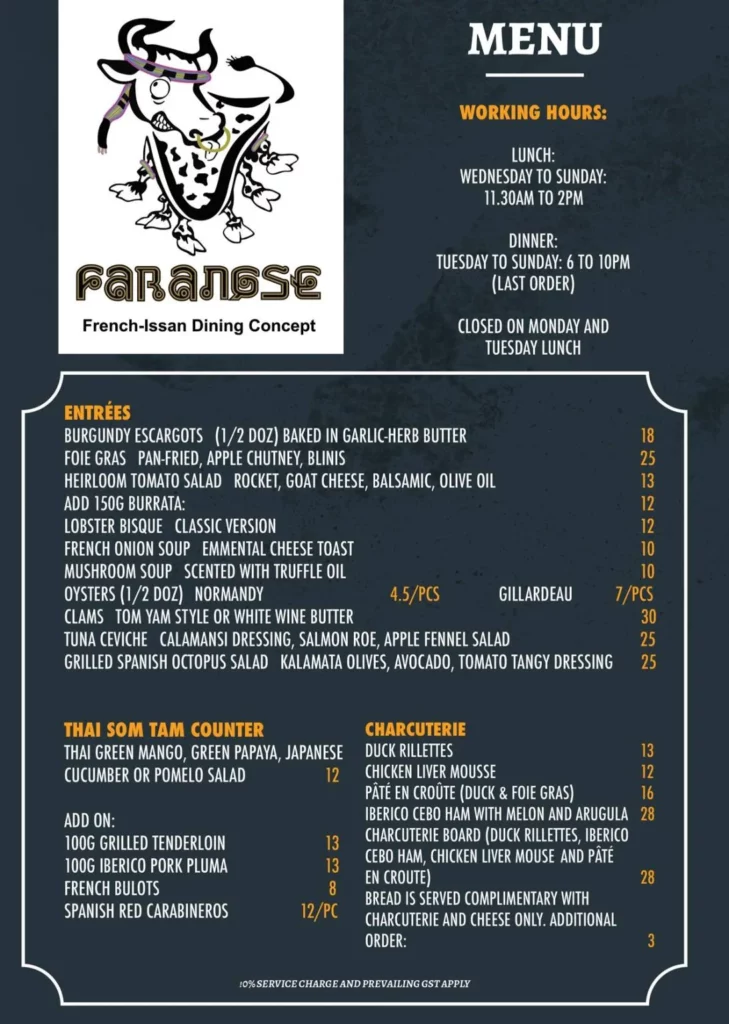 FARANGSE MENU SINGAPORE