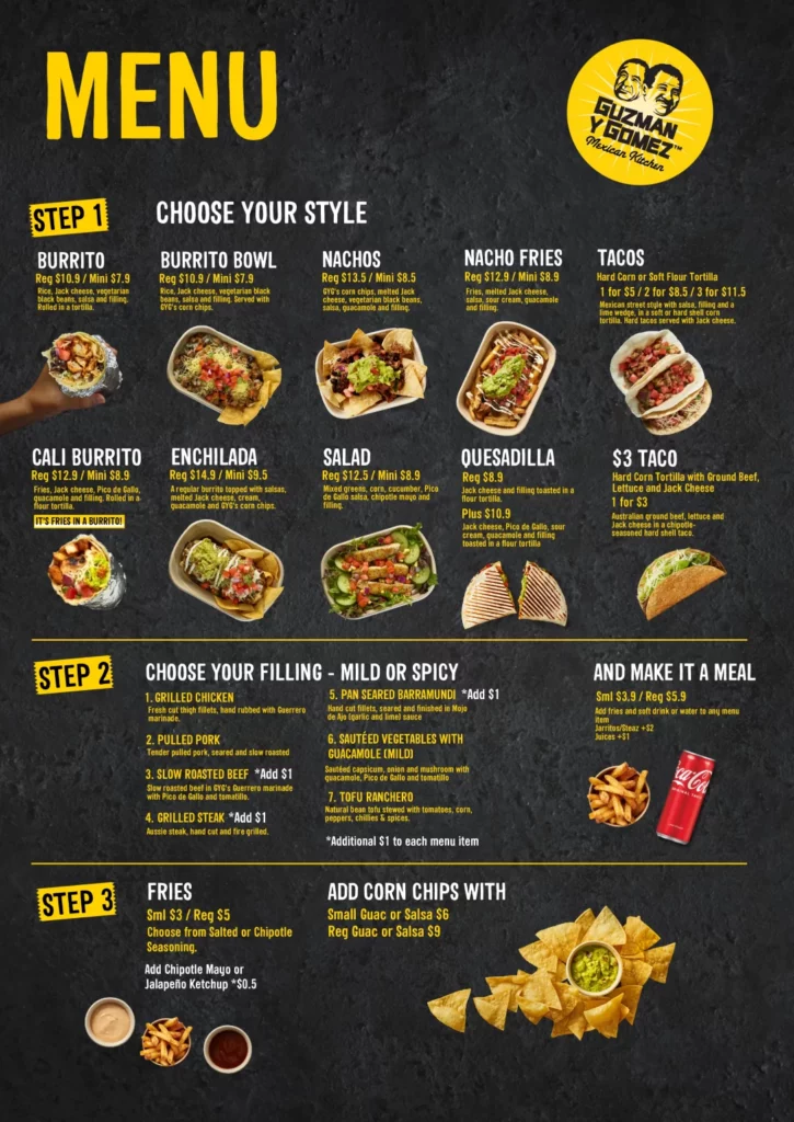 GUZMAN Y GOMEZ MENU SINGAPORE