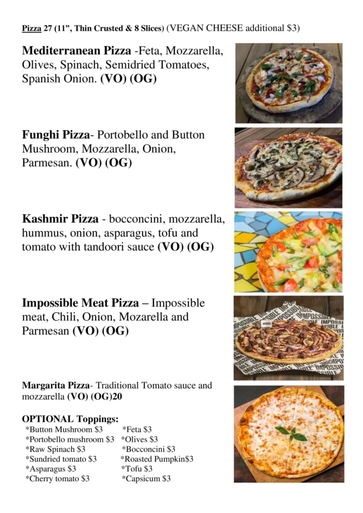 Original Sin Pizza Menu