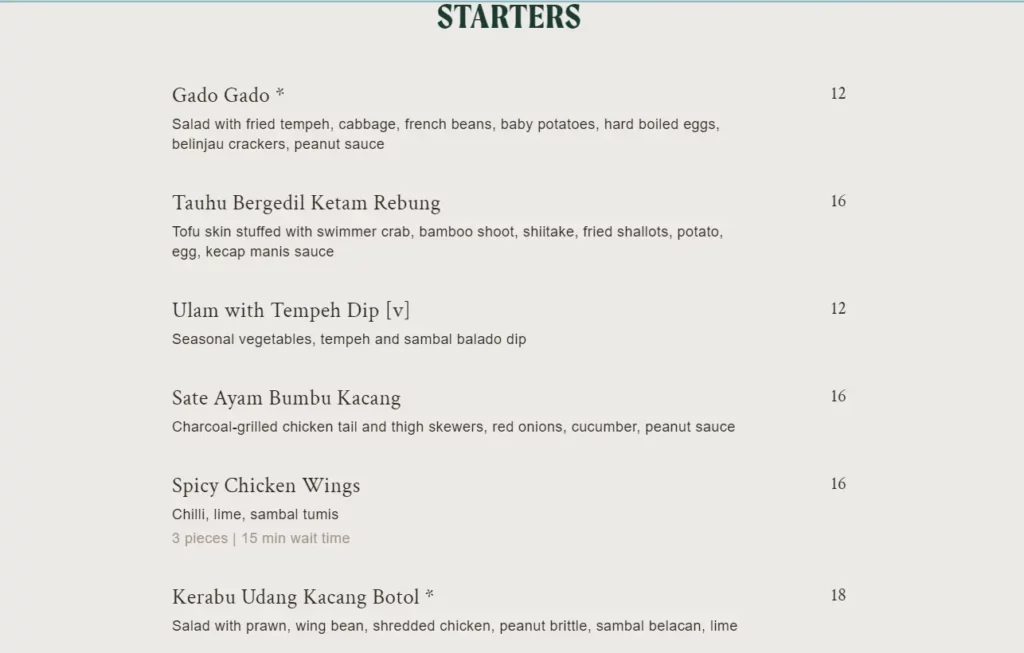 The Coconut Club Menu Starters Prices