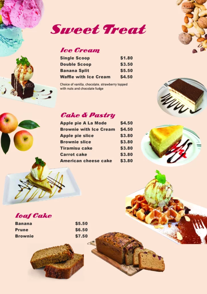 Tims Restaurant & Cafe Dessert Menu