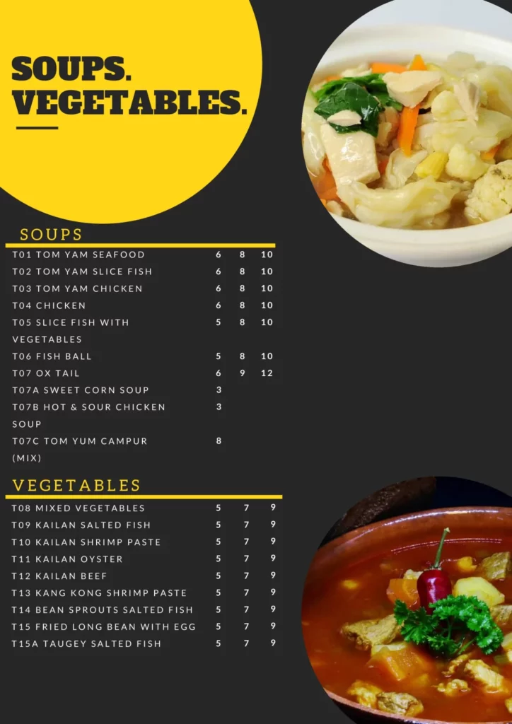 AL AMAAN SOUPS AND VEGETABLES MENU