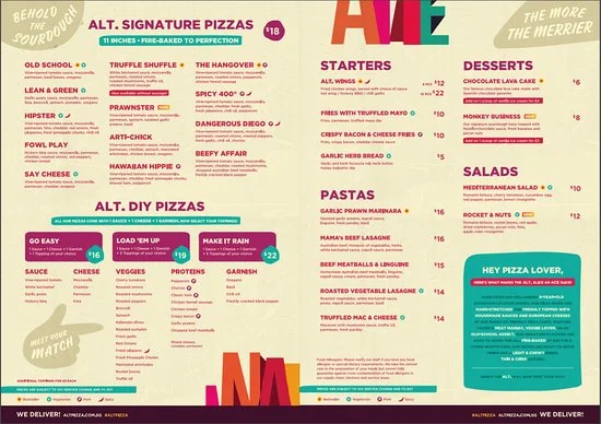 ALT PIZZA MENU SINGAPORE