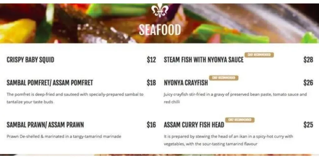 BABALICIOUS SEAFOOD MENU 